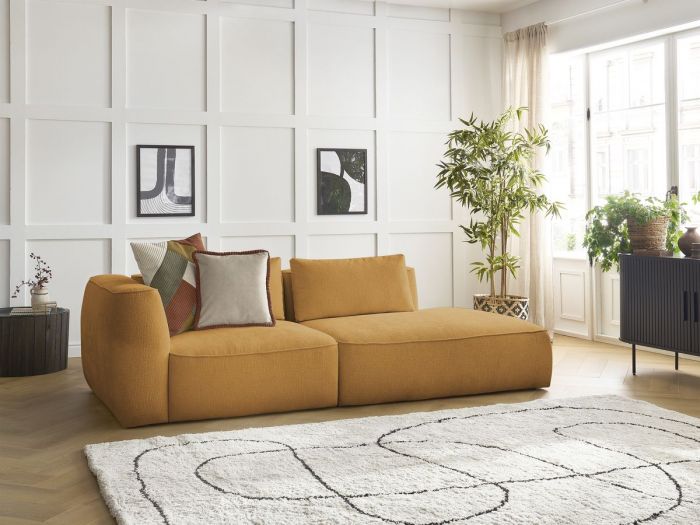 Canapé droit fixe 3 places LEOPOLD tissu texturé