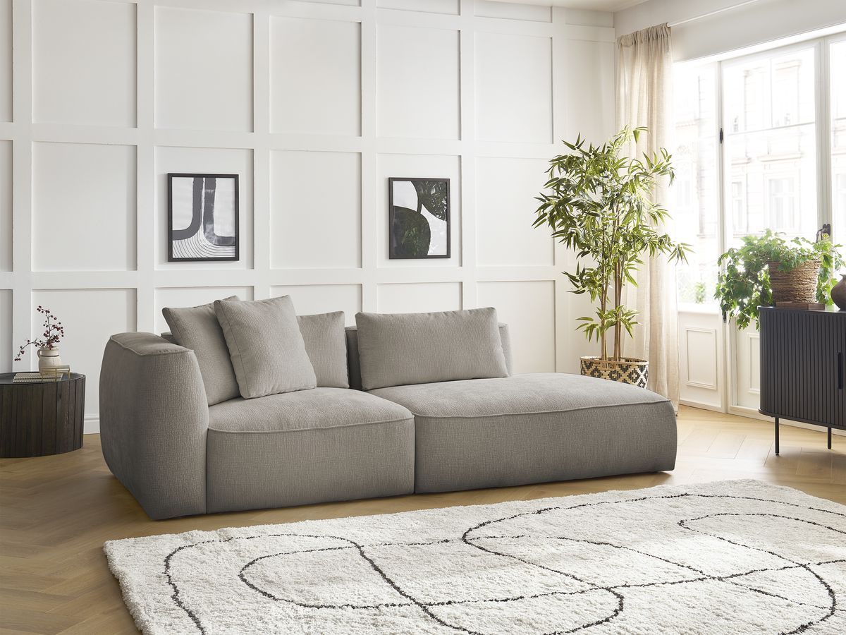 Canapé droit 3 places LEOPOLD texturé taupe — vue 5