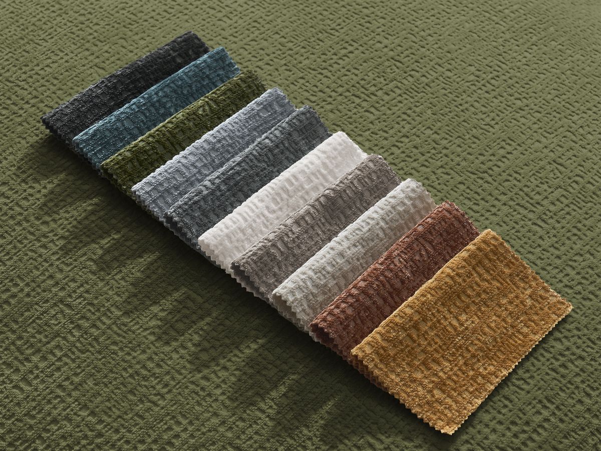 Canapé d'angle fixe EVEREST tissu chiné - Orange - Angle droit - 10 coussins