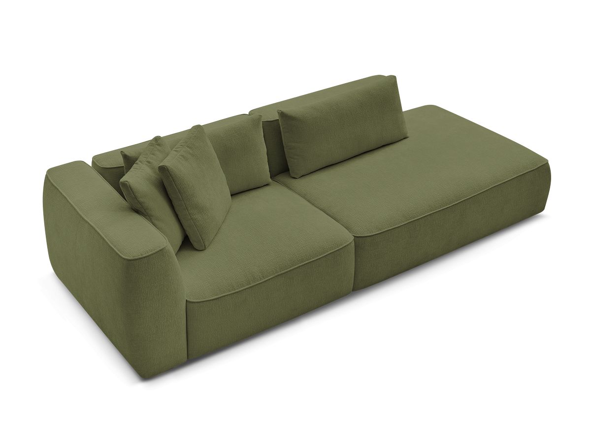 Canapé d'angle fixe EVEREST tissu chiné - Orange - Angle droit - 10 coussins