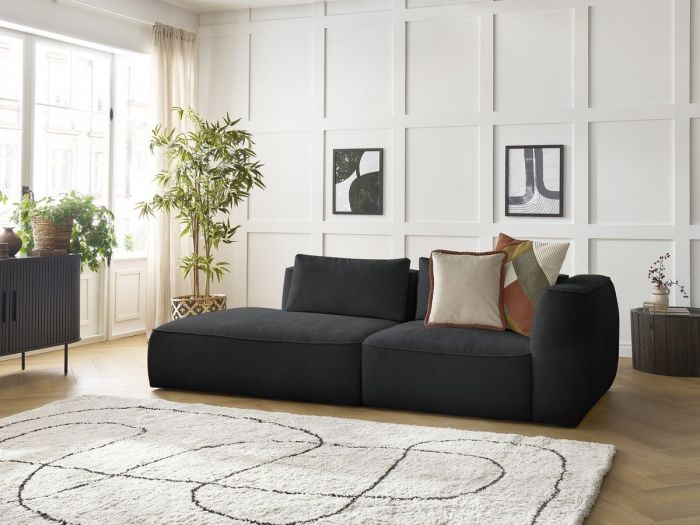 Canapé droit fixe 3 places LEOPOLD tissu texturé