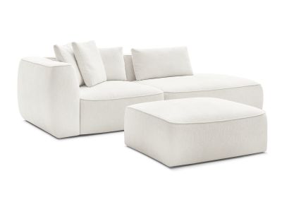 Canapé droit fixe 3 places LEOPOLD tissu texturé avec pouf