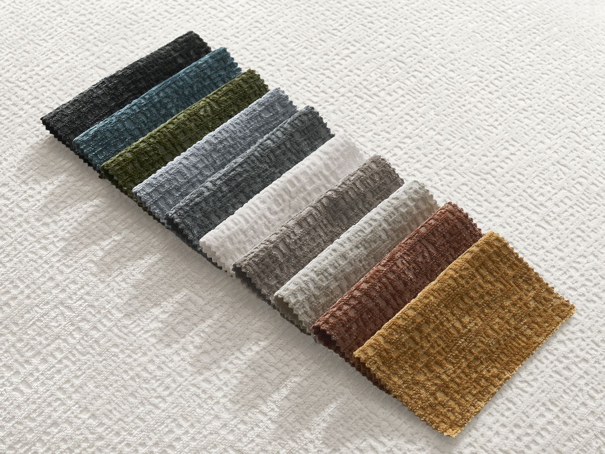 Canapé droit 3 places LEOPOLD texturé avec pouf blanc — vue 5