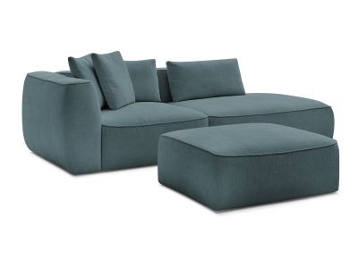 Canapé droit fixe 3 places LEOPOLD tissu texturé avec pouf