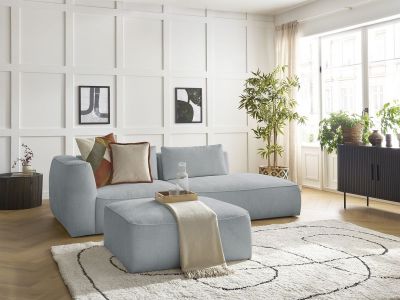 Canapé droit fixe 3 places LEOPOLD tissu texturé avec pouf