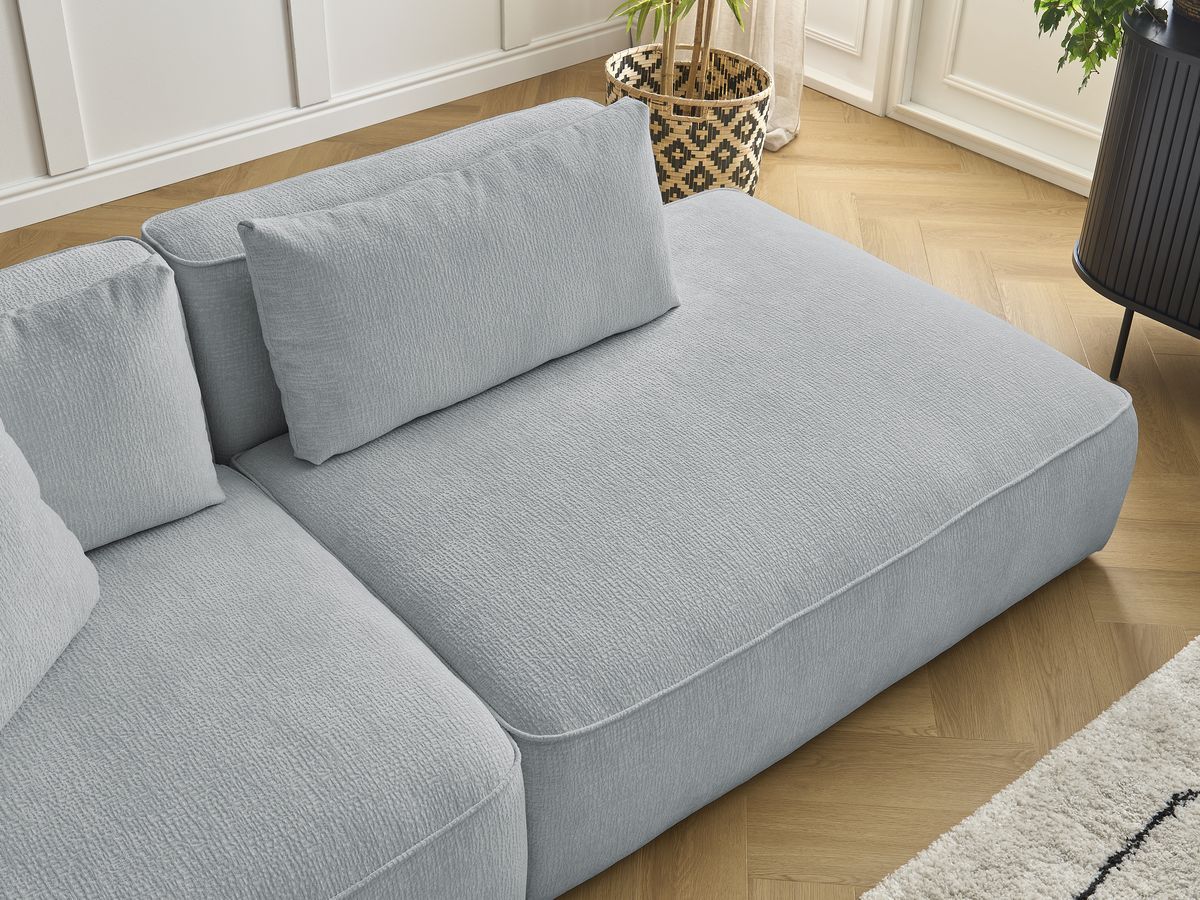 Canapé droit fixe 3 places LEOPOLD tissu texturé avec pouf