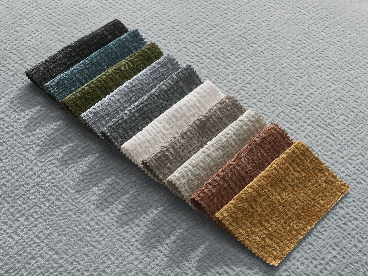 Canapé droit fixe 3 places LEOPOLD tissu texturé avec pouf