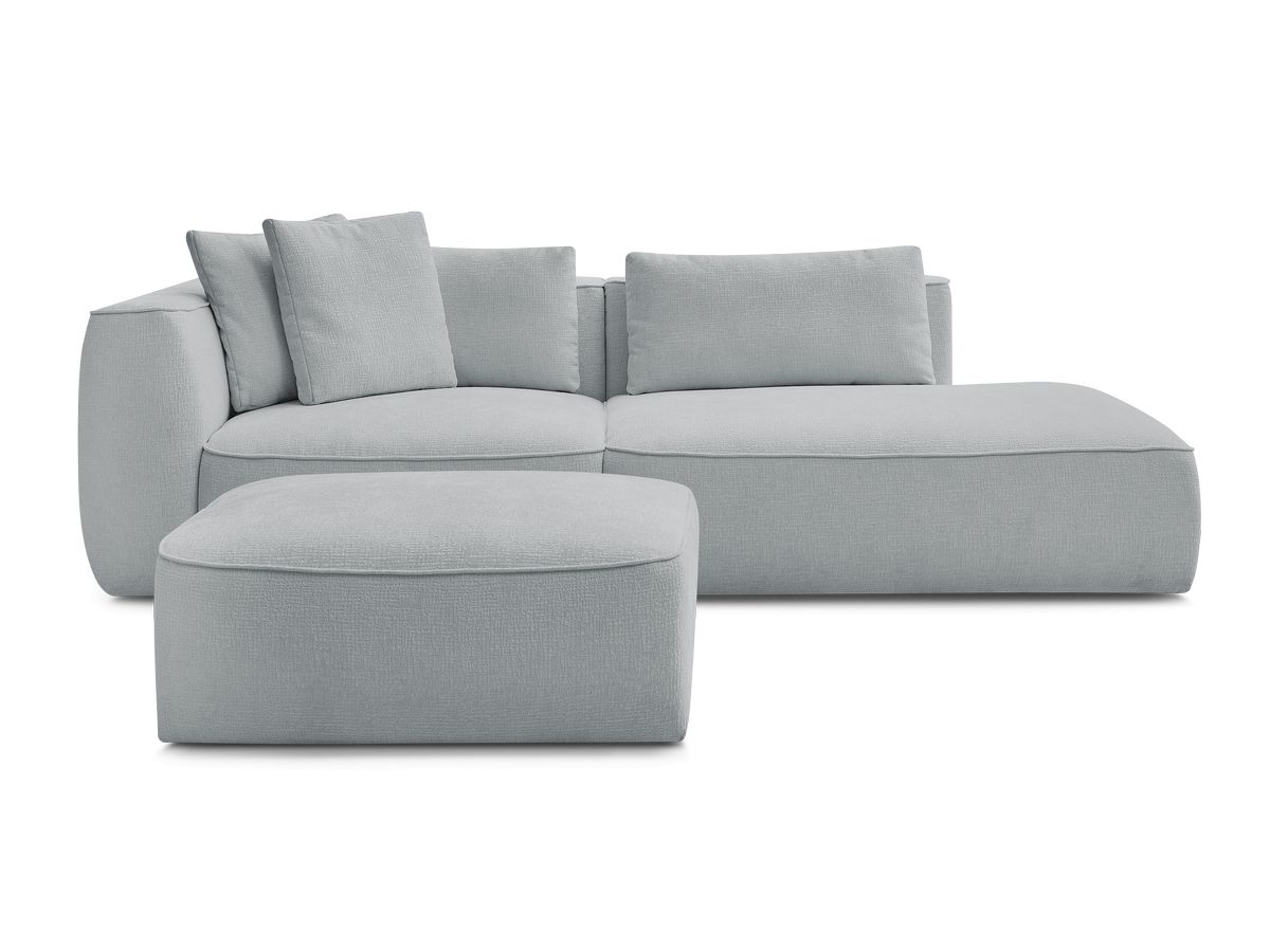 Canapé droit fixe 3 places LEOPOLD tissu texturé avec pouf