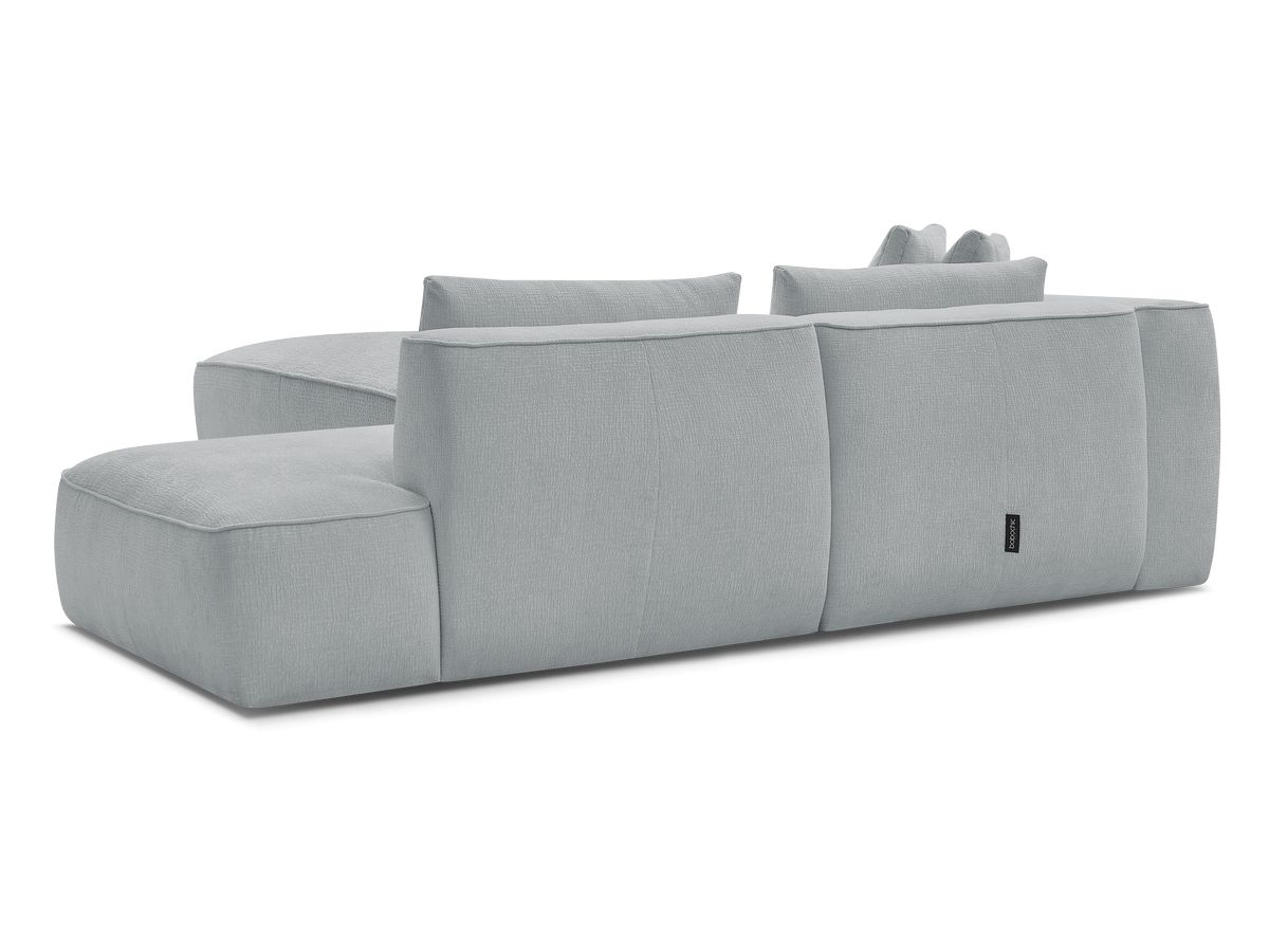 Canapé droit fixe 3 places LEOPOLD tissu texturé avec pouf