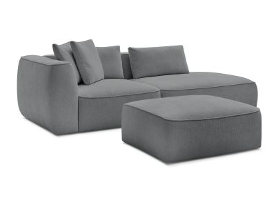 Canapé droit fixe 3 places LEOPOLD tissu texturé avec pouf