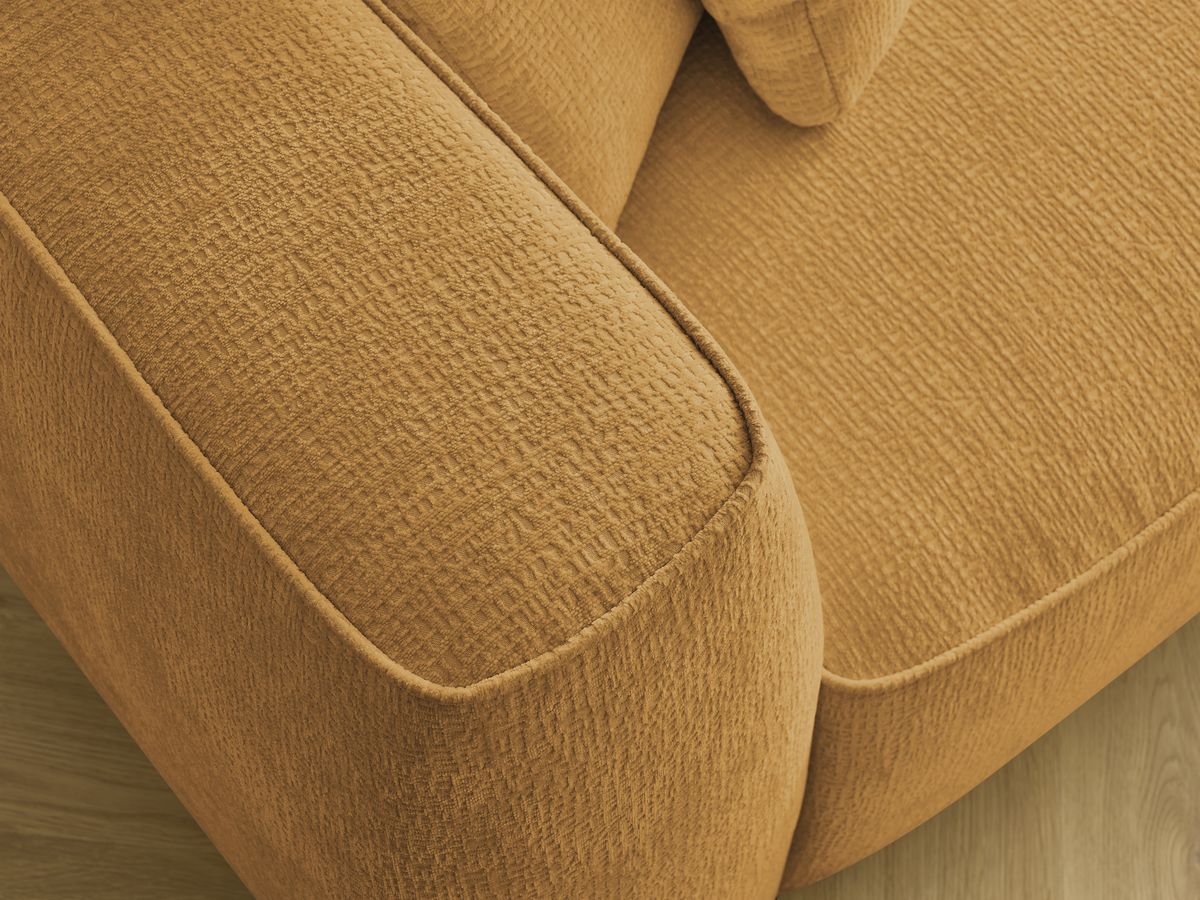 Canapé droit fixe 3 places LEOPOLD tissu texturé avec pouf