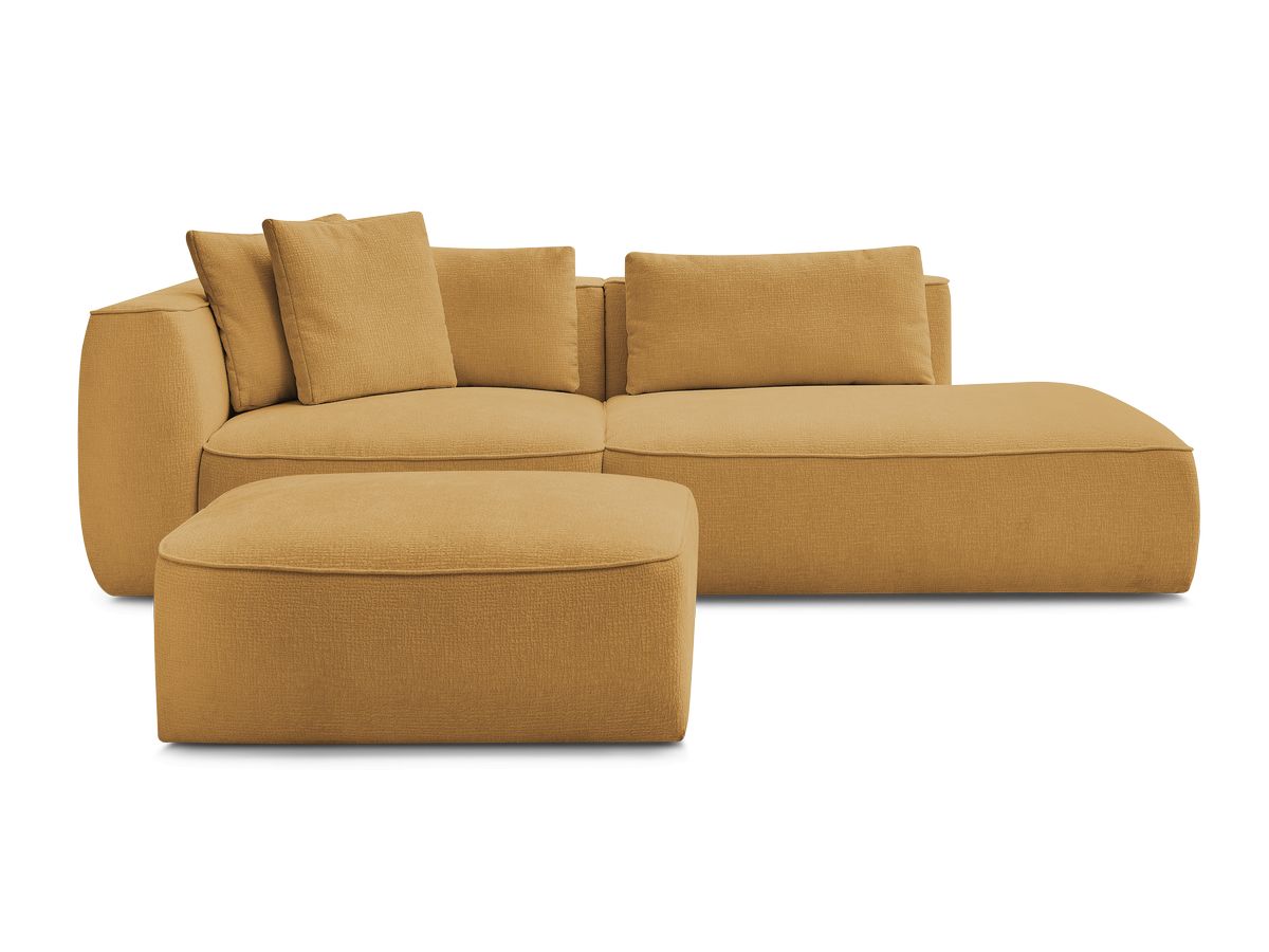 Canapé droit fixe 3 places LEOPOLD tissu texturé avec pouf