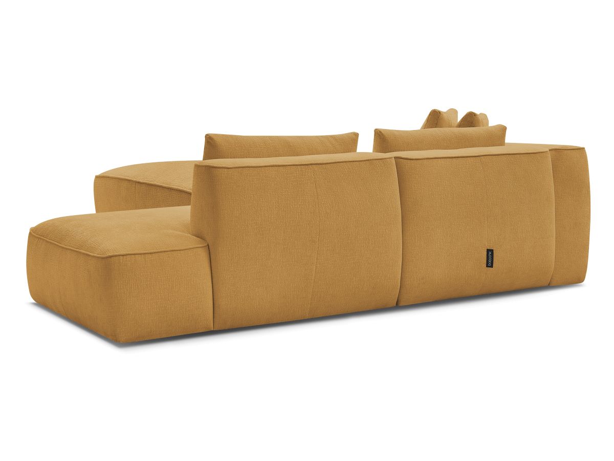 Canapé droit fixe 3 places LEOPOLD tissu texturé avec pouf
