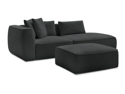Canapé droit fixe 3 places LEOPOLD tissu texturé avec pouf