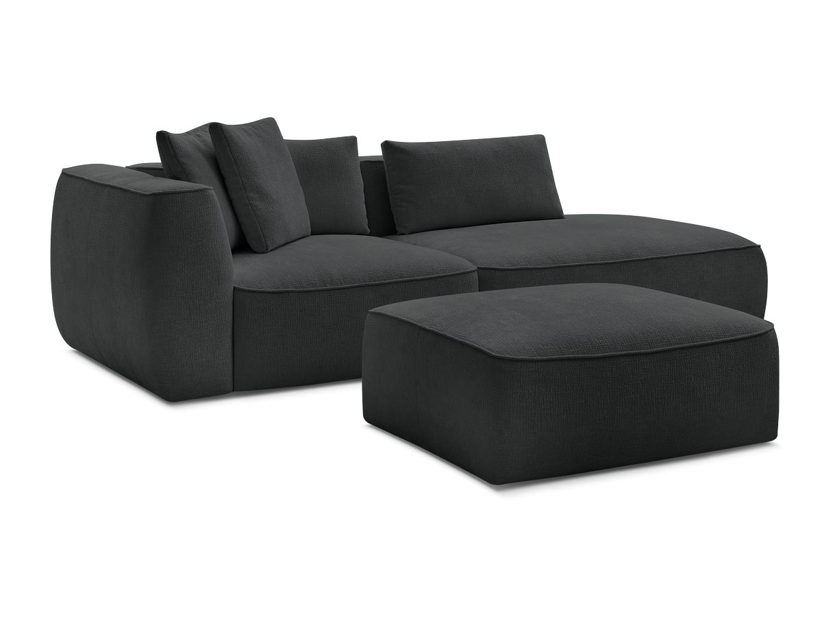 Canapé droit fixe 3 places LEOPOLD tissu texturé avec pouf