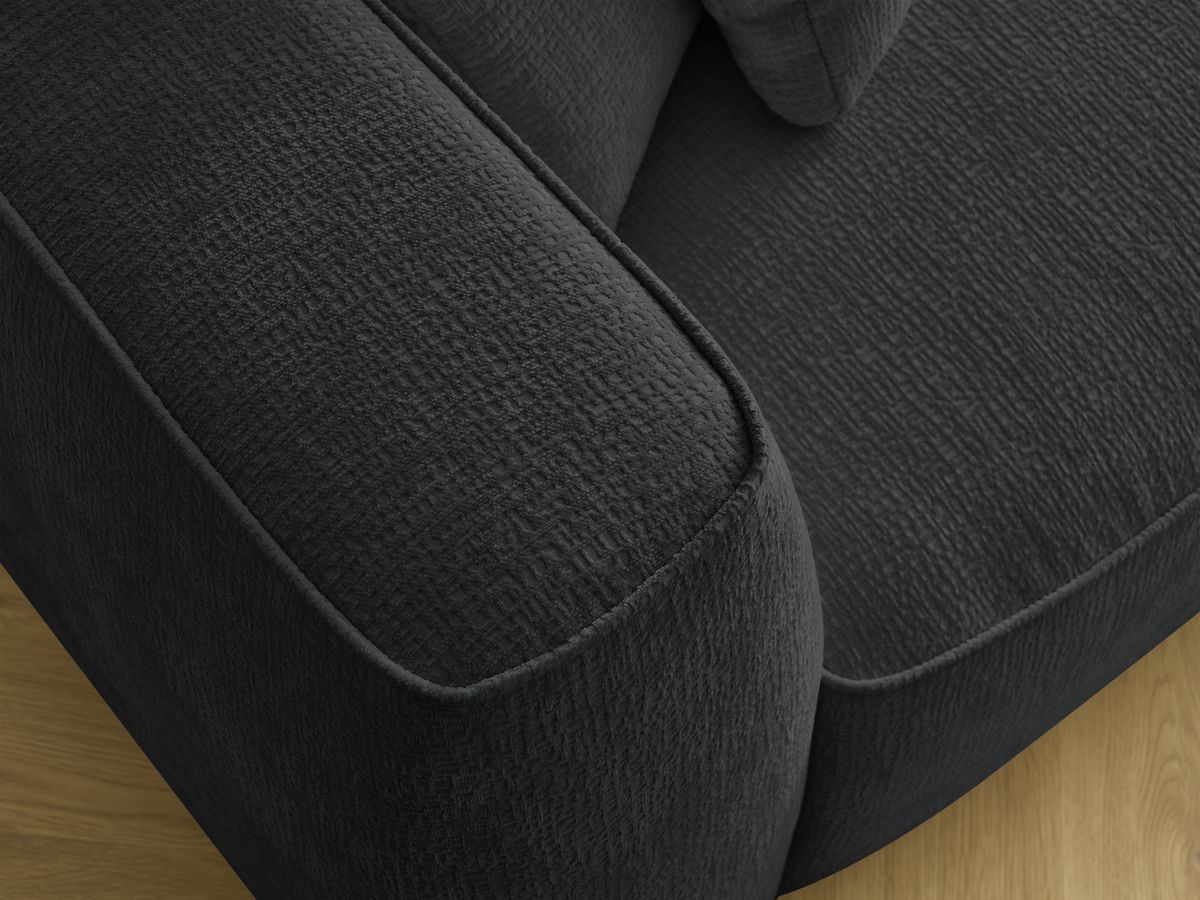 Canapé droit fixe 3 places LEOPOLD tissu texturé avec pouf