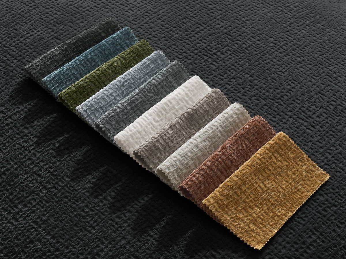 Canapé droit fixe 3 places LEOPOLD tissu texturé avec pouf