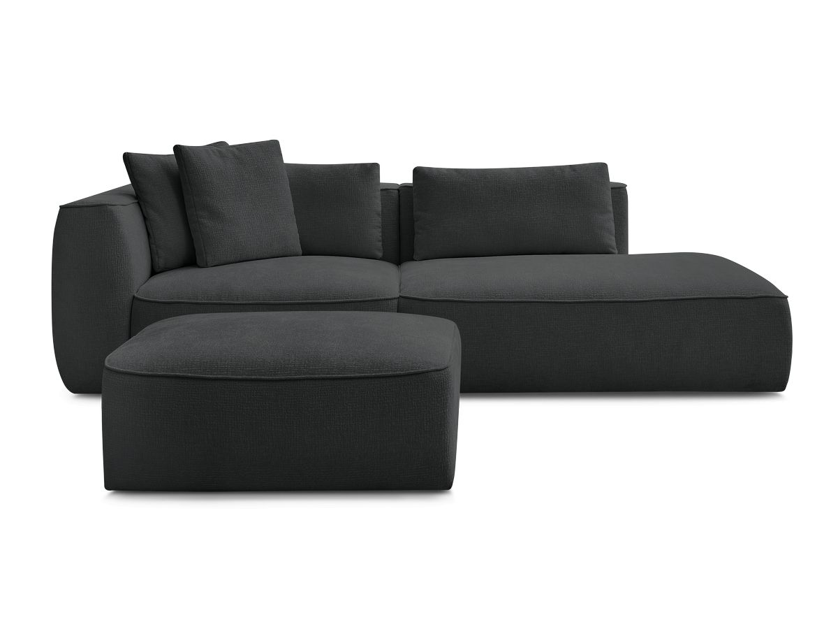 Canapé droit fixe 3 places LEOPOLD tissu texturé avec pouf