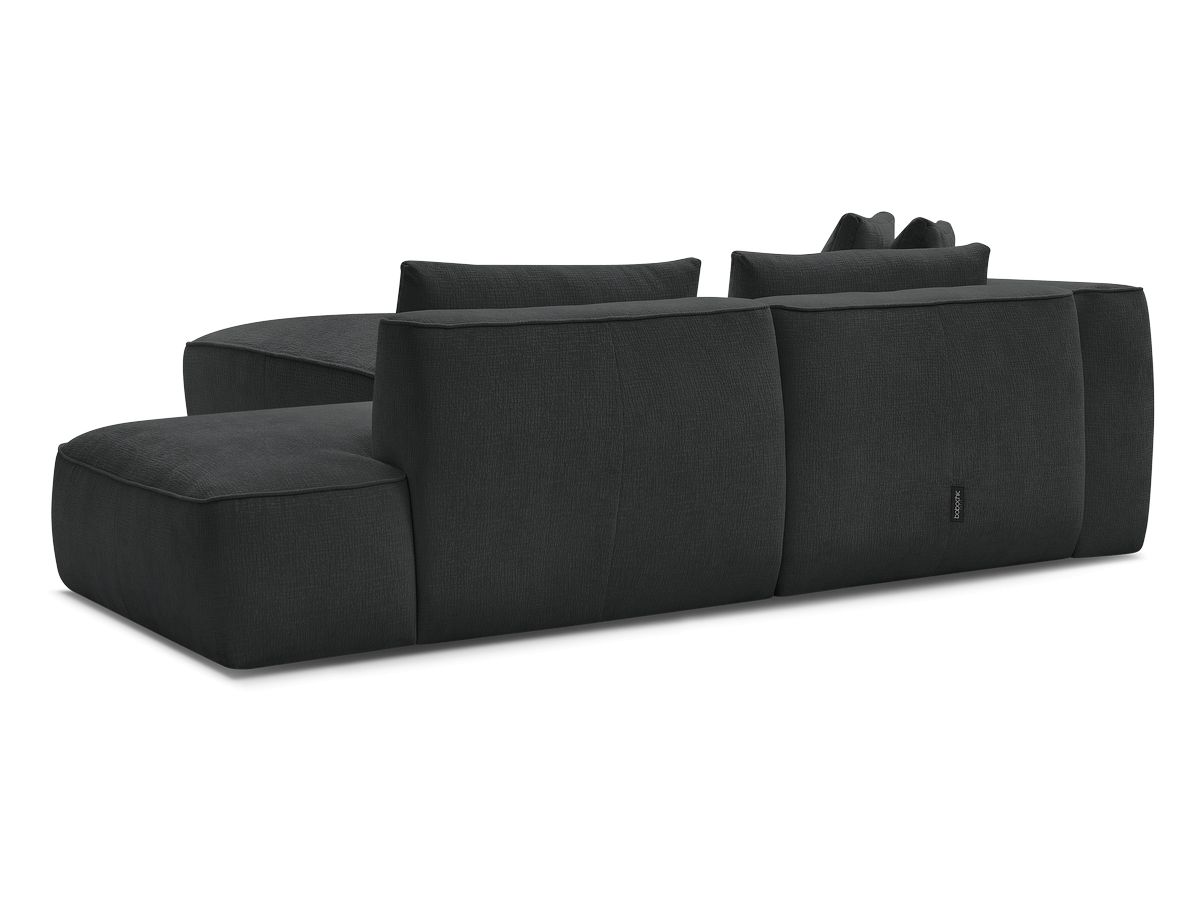 Canapé droit fixe 3 places LEOPOLD tissu texturé avec pouf