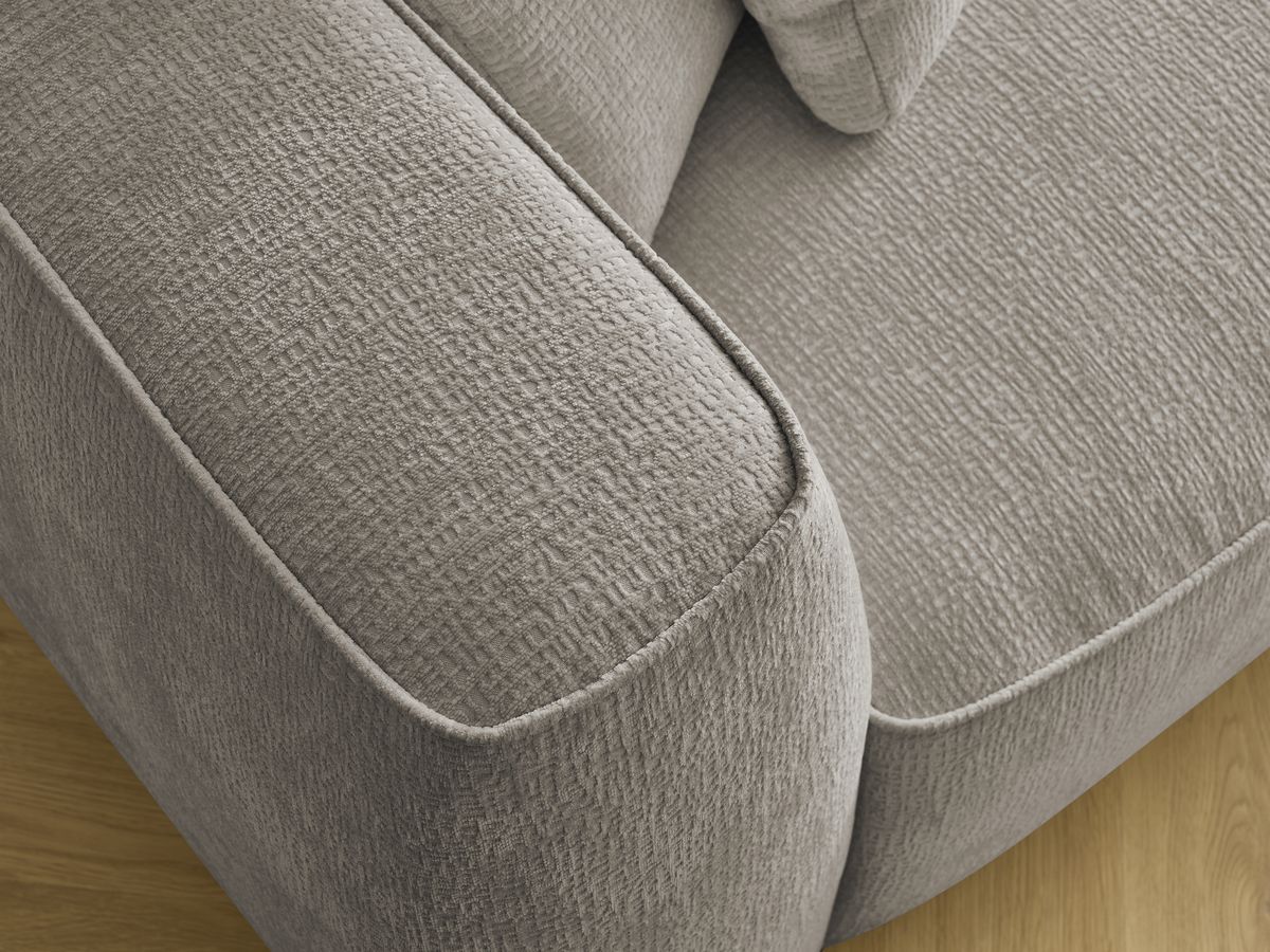 Canapé droit fixe 3 places LEOPOLD tissu texturé avec pouf