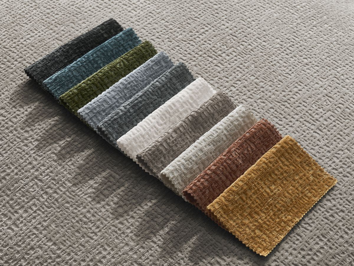 Canapé droit fixe 3 places LEOPOLD tissu texturé avec pouf
