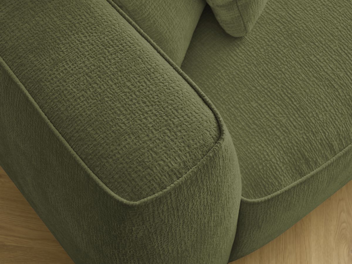 Canapé droit fixe 3 places LEOPOLD tissu texturé avec pouf