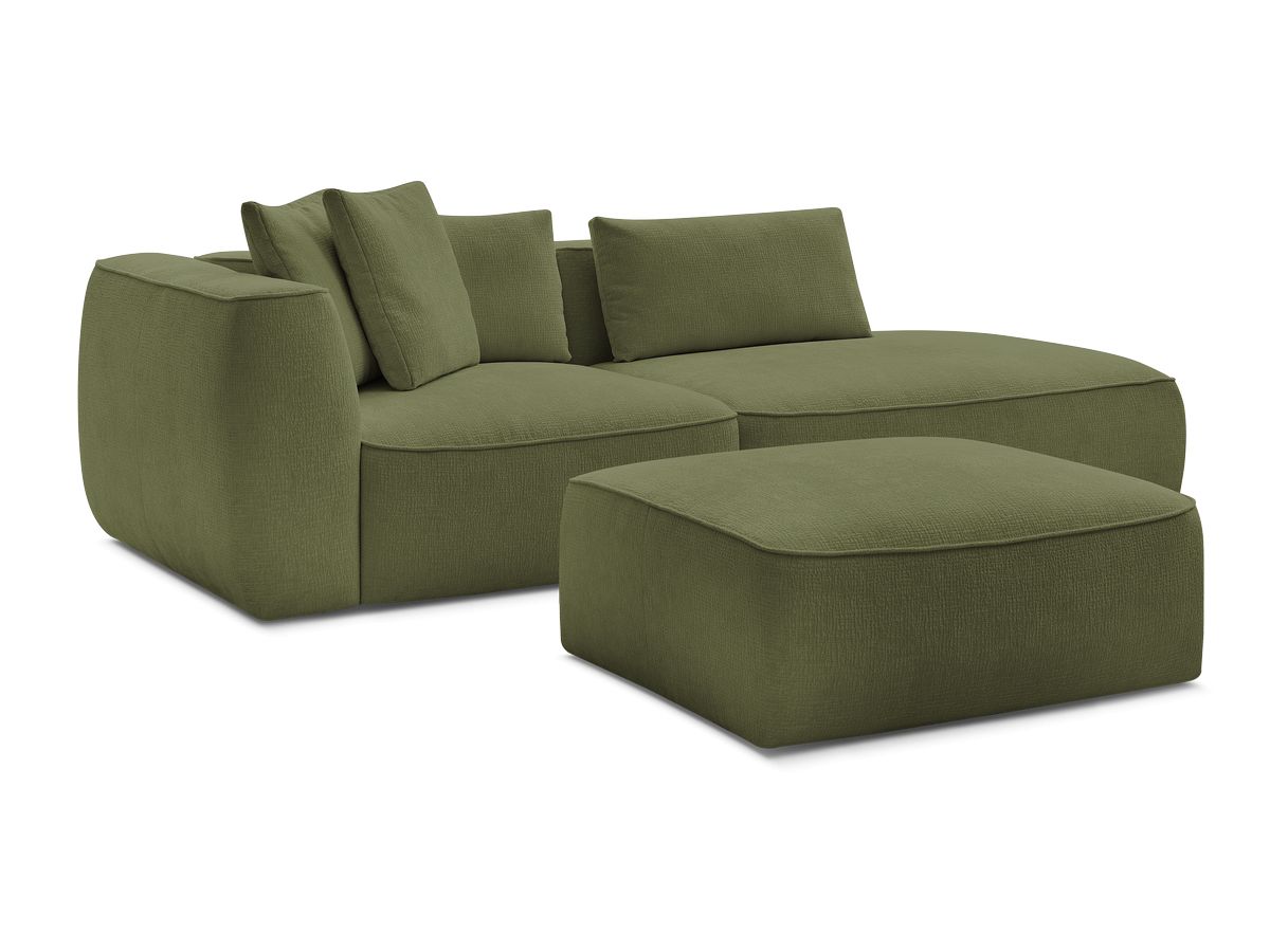 Canapé droit fixe 3 places LEOPOLD tissu texturé avec pouf