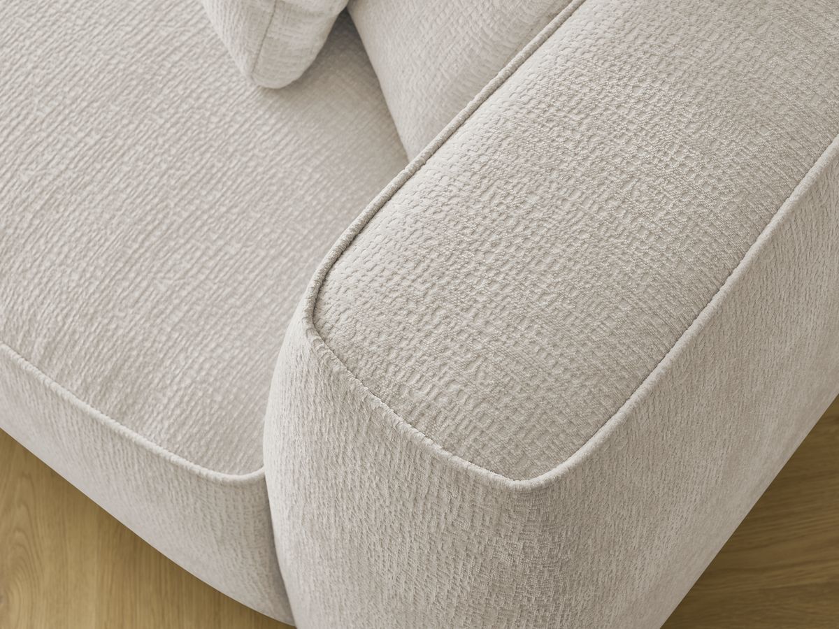 Canapé droit fixe 3 places LEOPOLD tissu texturé avec pouf