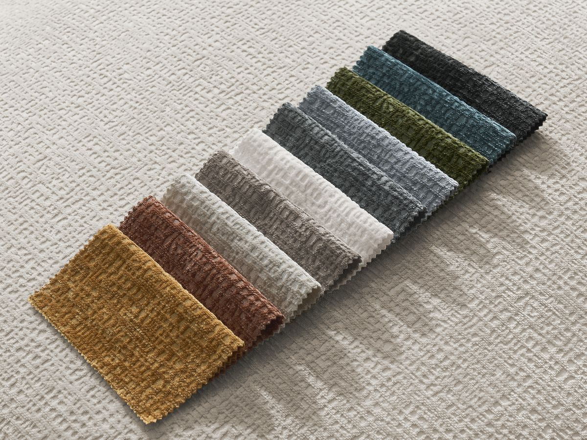 Canapé droit fixe 3 places LEOPOLD tissu texturé avec pouf