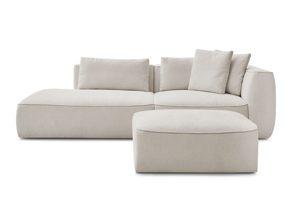 Canapé droit fixe 3 places LEOPOLD tissu texturé avec pouf
