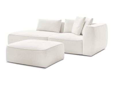 Canapé droit fixe 3 places LEOPOLD tissu texturé avec pouf