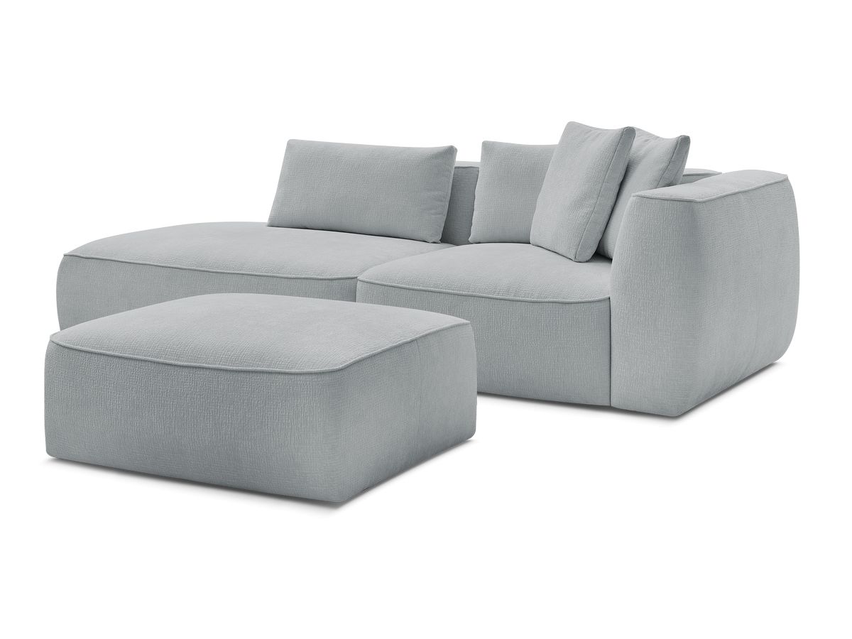 Canapé droit fixe 3 places LEOPOLD tissu texturé avec pouf