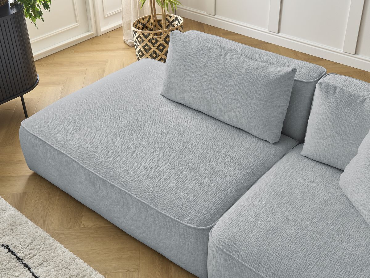 Canapé droit fixe 3 places LEOPOLD tissu texturé avec pouf
