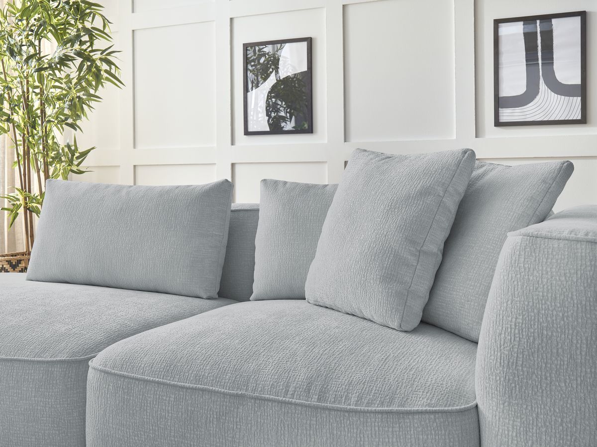 Canapé droit fixe 3 places LEOPOLD tissu texturé avec pouf