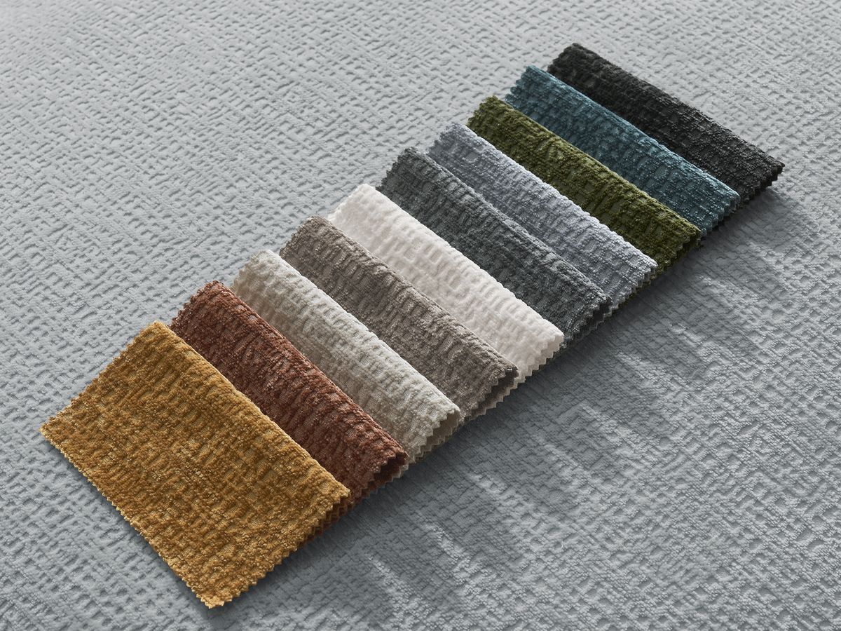 Canapé droit fixe 3 places LEOPOLD tissu texturé avec pouf
