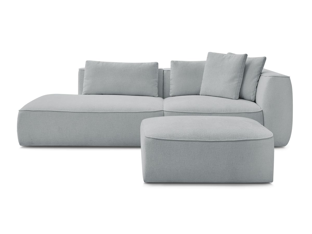 Canapé droit fixe 3 places LEOPOLD tissu texturé avec pouf