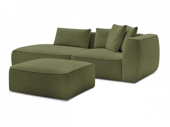 Canapé droit fixe 3 places LEOPOLD tissu texturé avec pouf