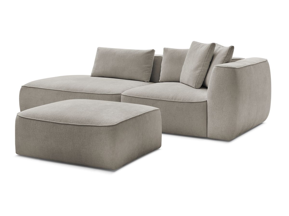 Canapé droit fixe 3 places LEOPOLD tissu texturé avec pouf