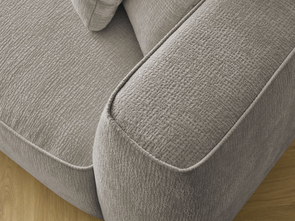 Canapé droit fixe 3 places LEOPOLD tissu texturé avec pouf