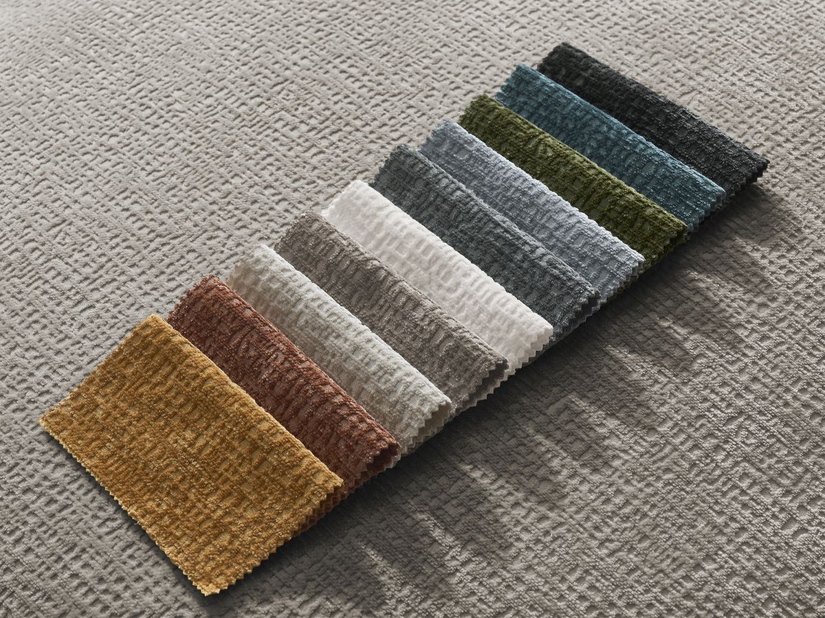 Canapé droit fixe 3 places LEOPOLD tissu texturé avec pouf