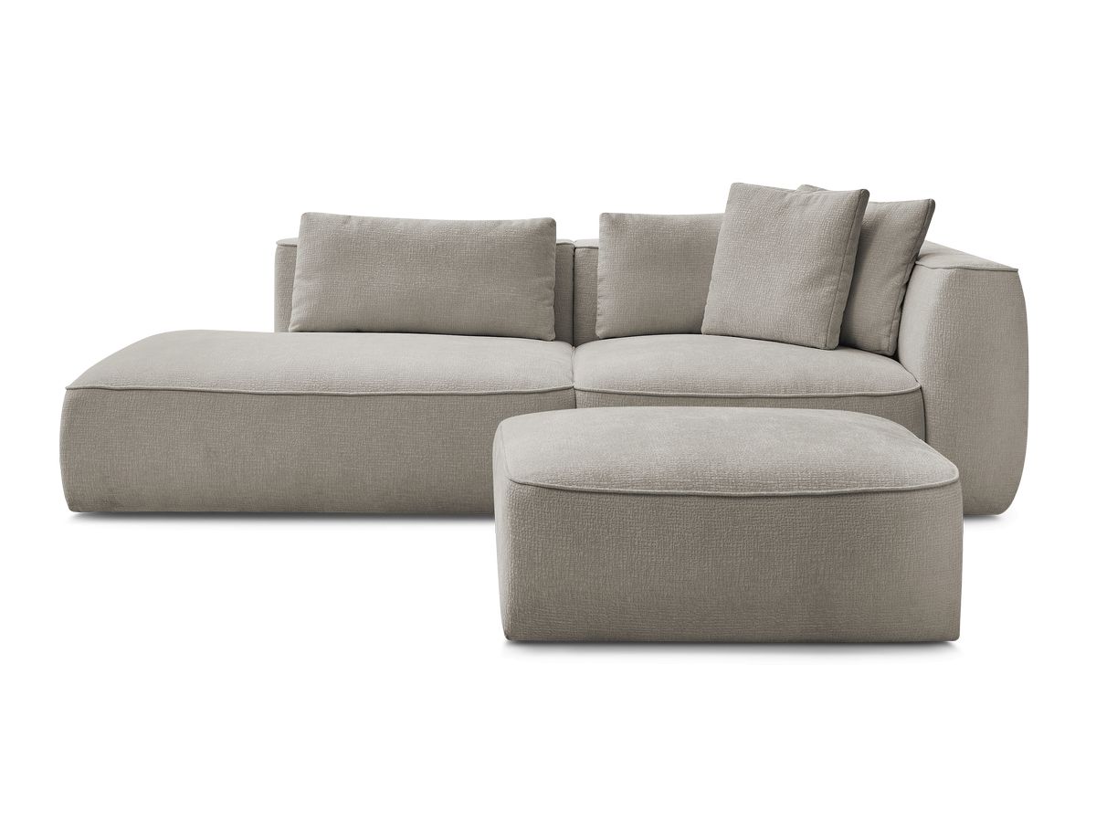 Canapé droit fixe 3 places LEOPOLD tissu texturé avec pouf