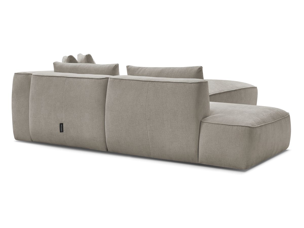 Canapé droit fixe 3 places LEOPOLD tissu texturé avec pouf