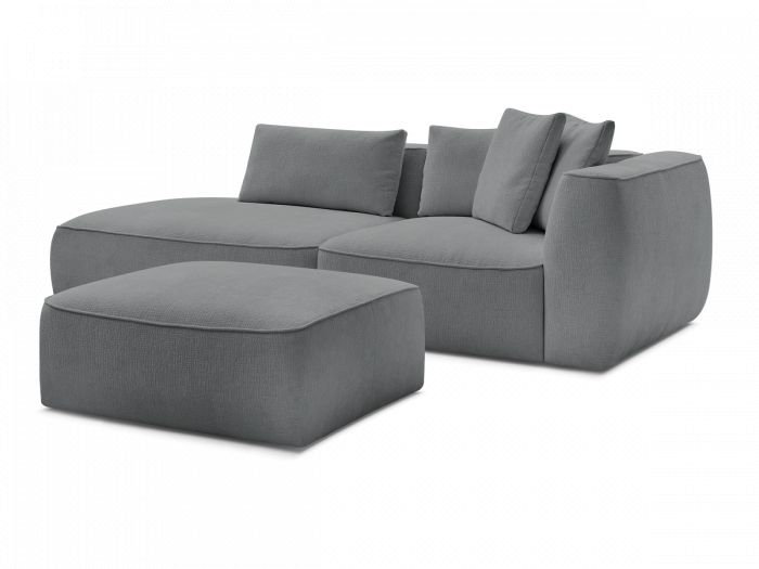 Canapé droit fixe 3 places LEOPOLD tissu texturé avec pouf