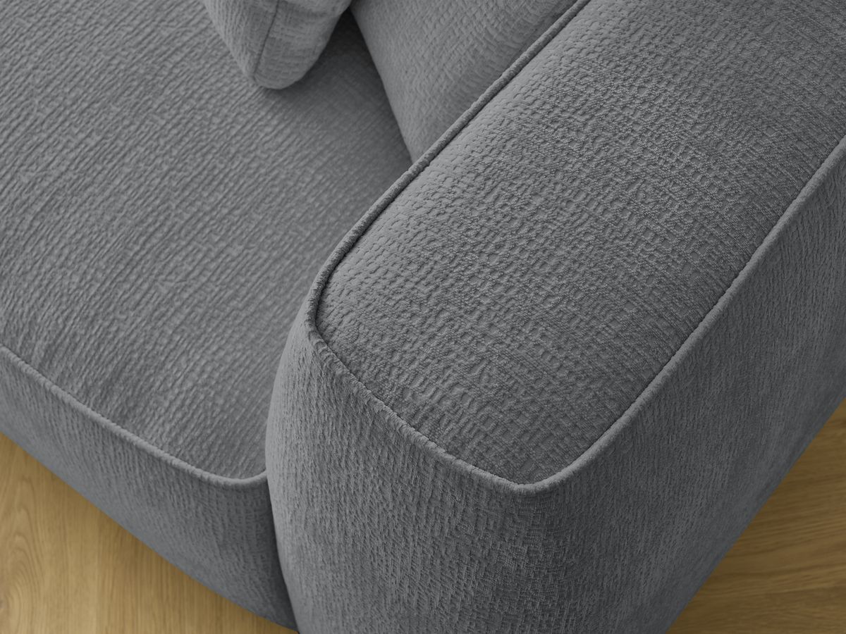 Canapé droit fixe 3 places LEOPOLD tissu texturé avec pouf