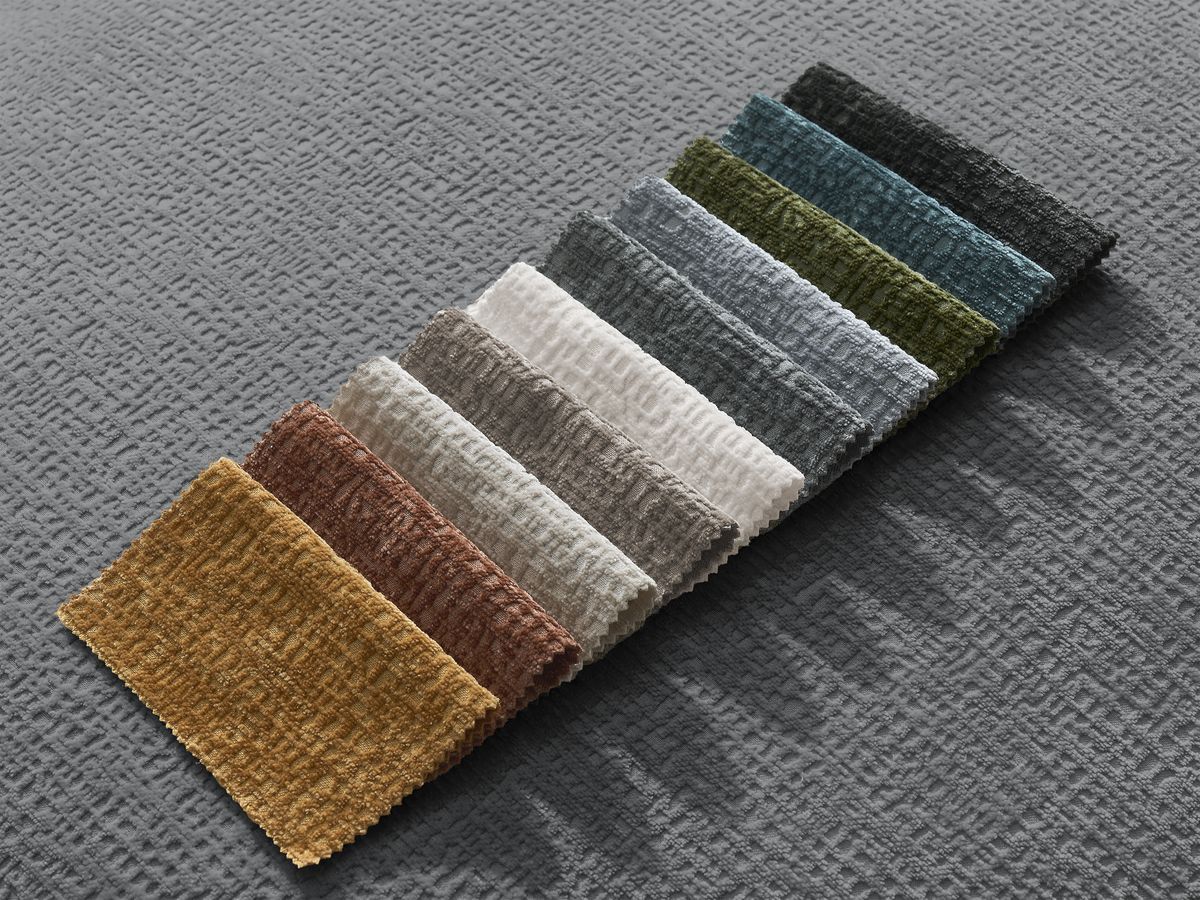 Canapé droit fixe 3 places LEOPOLD tissu texturé avec pouf