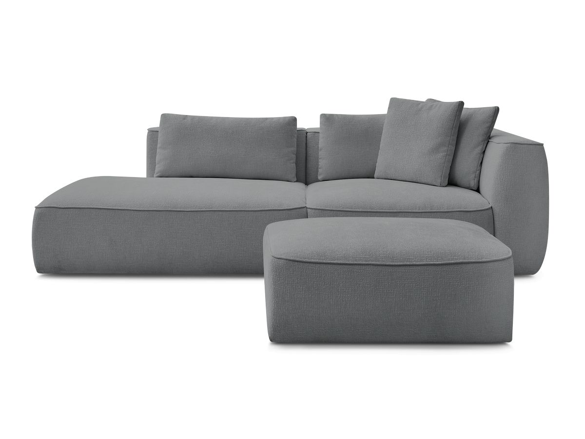 Canapé droit fixe 3 places LEOPOLD tissu texturé avec pouf