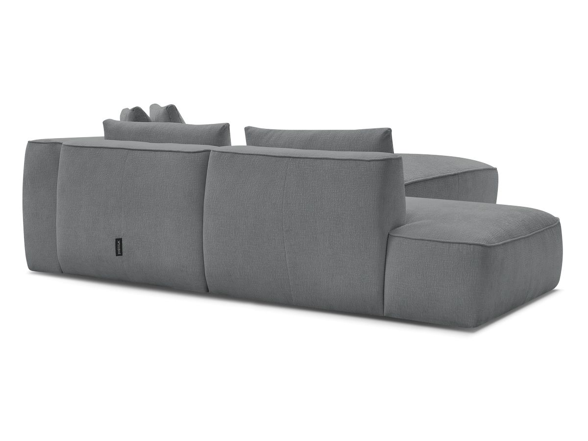 Canapé droit fixe 3 places LEOPOLD tissu texturé avec pouf