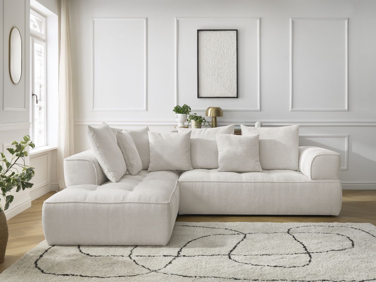 Canapé d'angle L fixe WHESLEY beige angle gauche BOBOCHIC 4 places - Vue supplémentaire 3