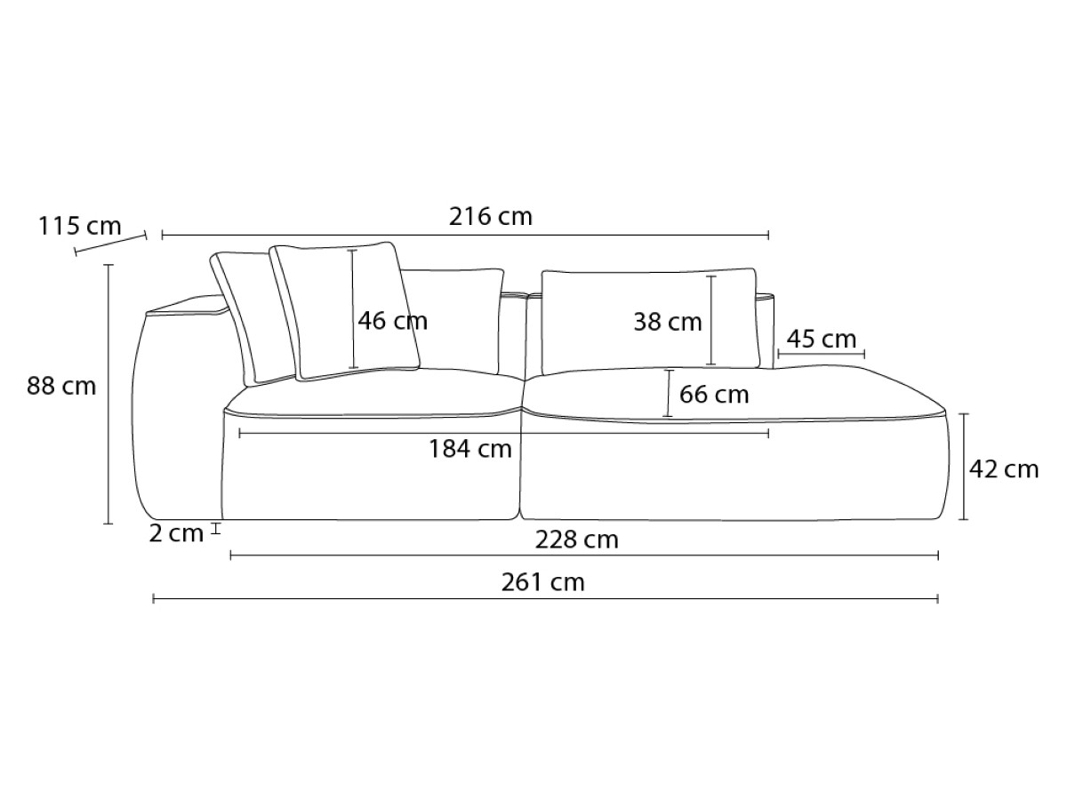 Canapé d'angle fixe EVEREST tissu chiné - Orange - Angle droit - 10 coussins