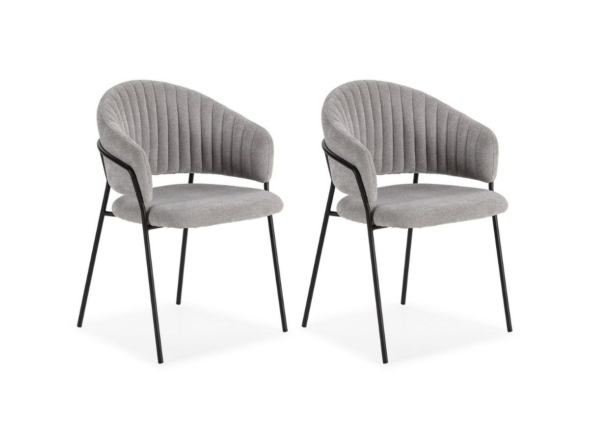 lot de 2 chaises lou tissu texturé de couleur gris clair